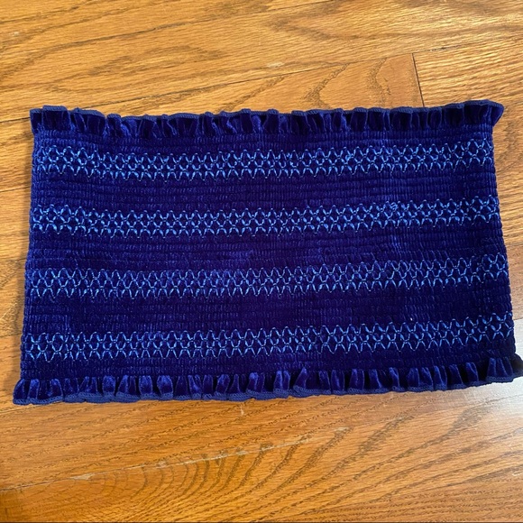 Silence + Noise Blue Velvet Tube Top - Picture 2 of 5